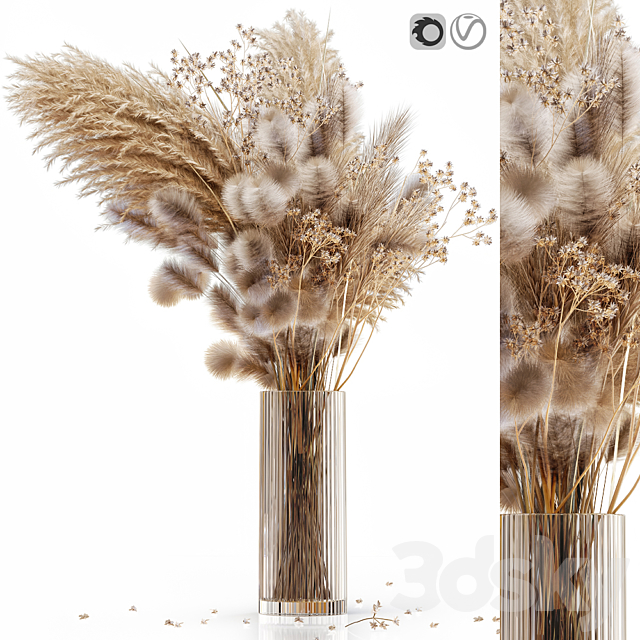 Dry flowers in modern vase 3 3DSMax File - thumbnail 1