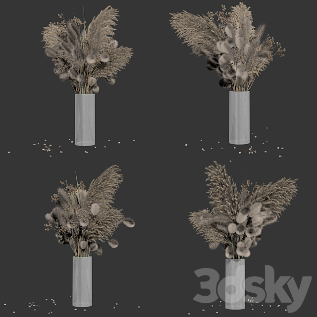 Dry flowers in modern vase 3 3DSMax File - thumbnail 2