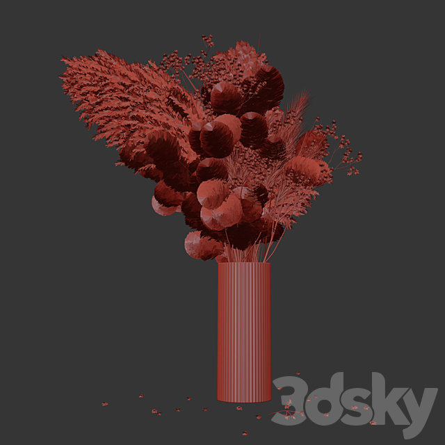 Dry flowers in modern vase 3 3DSMax File - thumbnail 3