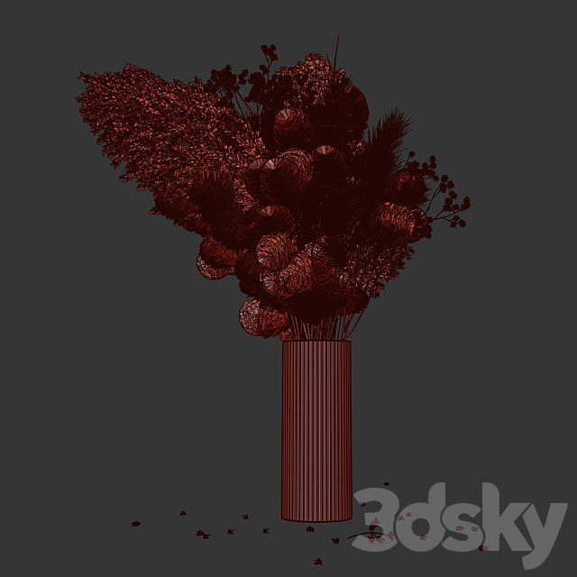 Dry flowers in modern vase 3 3DSMax File - thumbnail 4