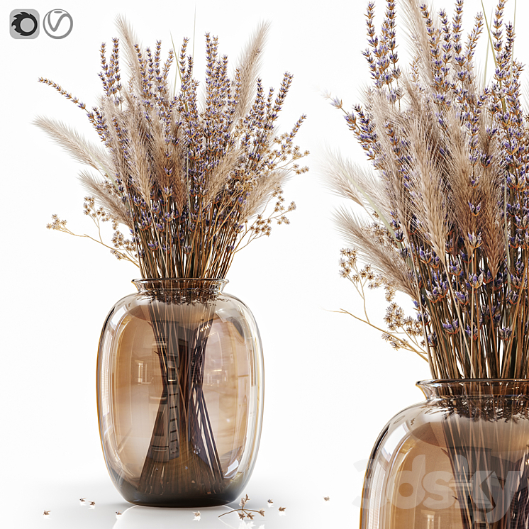 Dry flowers in modern vase 4 3DS Max Model - thumbnail 1