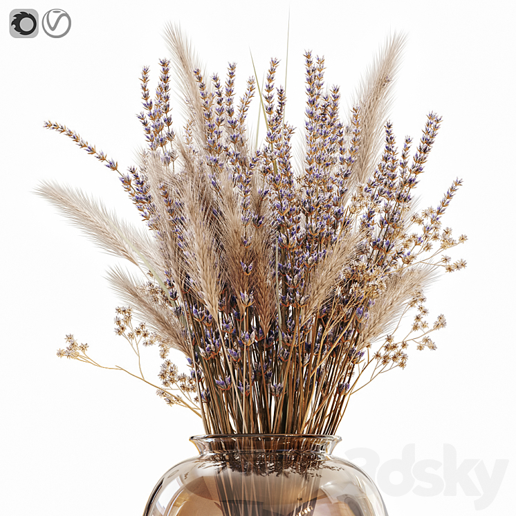 Dry flowers in modern vase 4 3DS Max Model - thumbnail 2