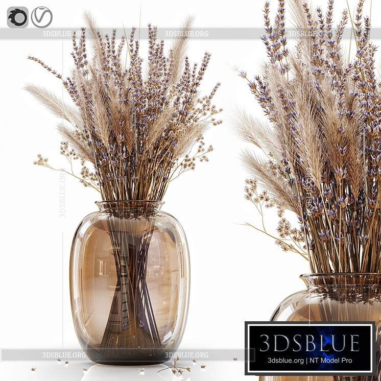 Dry flowers in modern vase 4 3DS Max - thumbnail 3