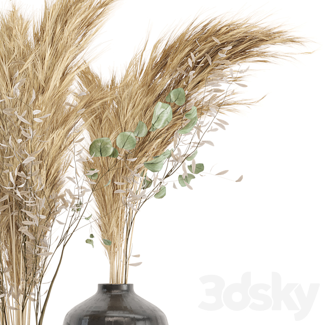 Dry plants 19 – Dried Plantset Pampas with Concrete vase 3DS Max Model - thumbnail 4