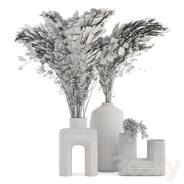 Dry plants 19 – Dried Plantset Pampas with Concrete vase 3DS Max Model - thumbnail 7