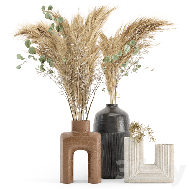 Dry plants 19 – Dried Plantset Pampas with Concrete vase 3DSMax File - thumbnail 1