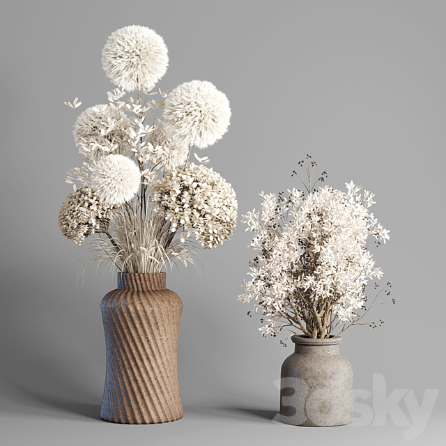 Dry Plants 25 – pampas and dried branches in a concrete vase 3DSMax File - thumbnail 1