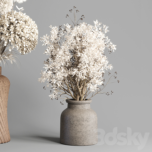 Dry Plants 25 – pampas and dried branches in a concrete vase 3DSMax File - thumbnail 2