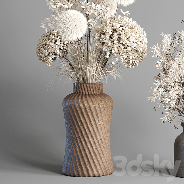 Dry Plants 25 – pampas and dried branches in a concrete vase 3DSMax File - thumbnail 3