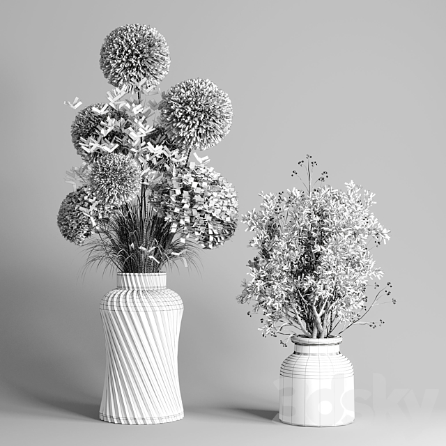 Dry Plants 25 – pampas and dried branches in a concrete vase 3DSMax File - thumbnail 5