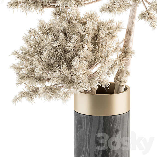 Dry plants 79 – Dried Plants in Black and Gold Vase 3DS Max Model - thumbnail 2