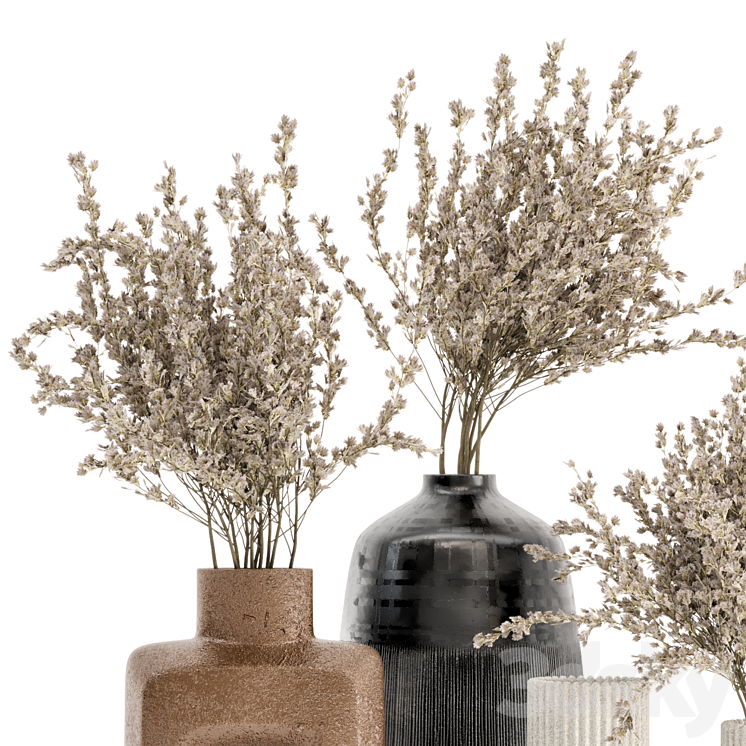 Dry Plants Bouquet Collaction In Concrete Pot – Set 358 3DS Max - thumbnail 2