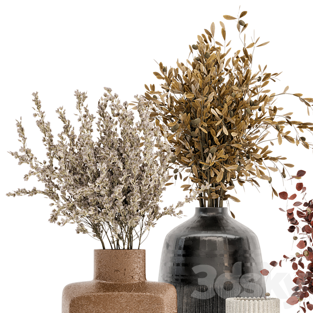 Dry Plants Bouquet Collection In Concrete Pot – Set 442 3DSMax File - thumbnail 2