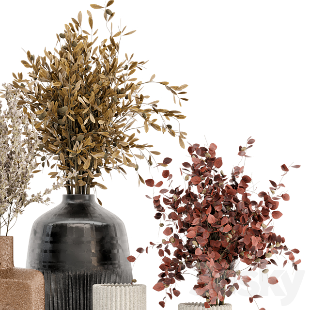 Dry Plants Bouquet Collection In Concrete Pot – Set 442 3DSMax File - thumbnail 3