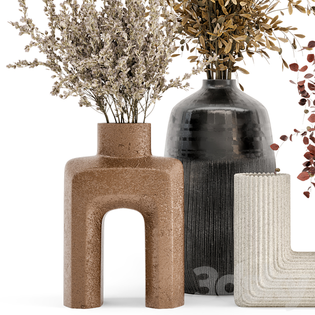 Dry Plants Bouquet Collection In Concrete Pot – Set 442 3DSMax File - thumbnail 5