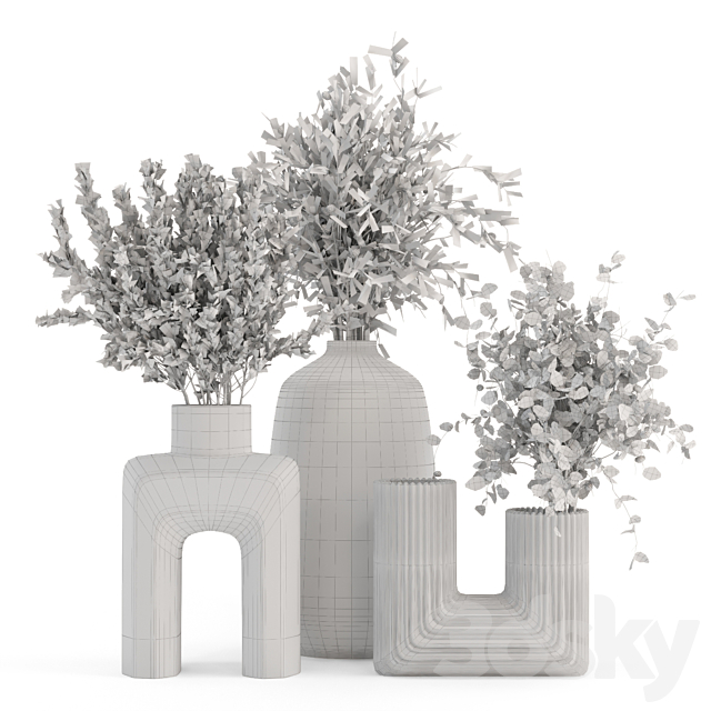 Dry Plants Bouquet Collection In Concrete Pot – Set 442 3DSMax File - thumbnail 6