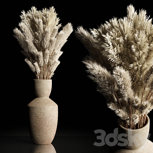 Dry Plants Bouquet Indoor concrete vase 3DSMax File - thumbnail 1