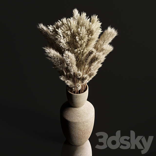 Dry Plants Bouquet Indoor concrete vase 3DSMax File - thumbnail 2