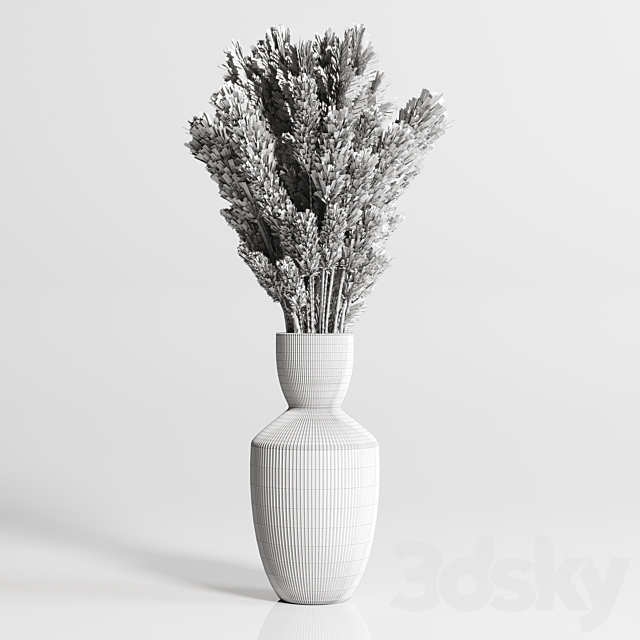 Dry Plants Bouquet Indoor concrete vase 3DSMax File - thumbnail 3