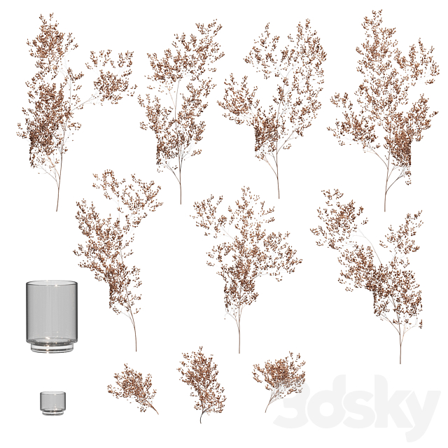 Dry plants set. 3 models 3DS Max Model - thumbnail 2