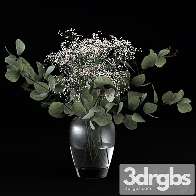 Eucalyptus Bouquets With Flowers And Grass 3dsmax Download - thumbnail 1