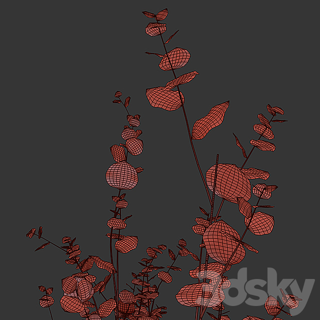 Eucalyptus branches in a green vase 3DS Max Model - thumbnail 3