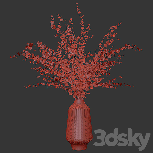 Eucalyptus branches in a green vase 3DS Max Model - thumbnail 4