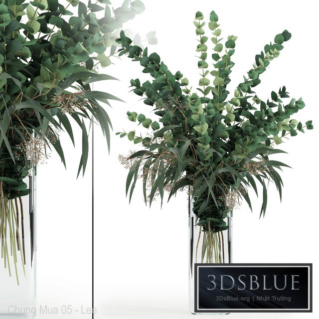 Eucalyptus in tall vase 3DS Max - thumbnail 3