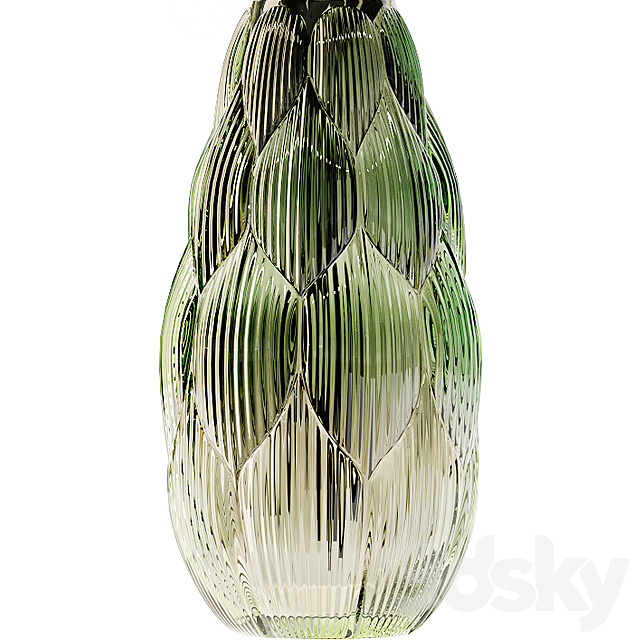 Exotic glass vase with Howea plants 3ds Max - thumbnail 2