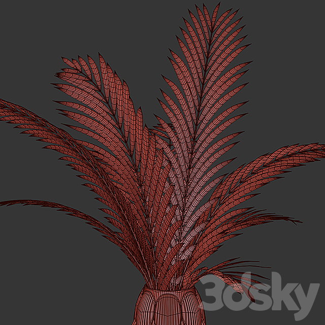 Exotic glass vase with Howea plants 3ds Max - thumbnail 3