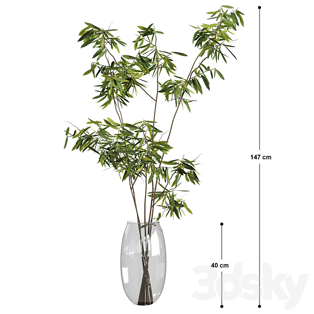 Ficus branches bouquet set 01 3DSMax File - thumbnail 3