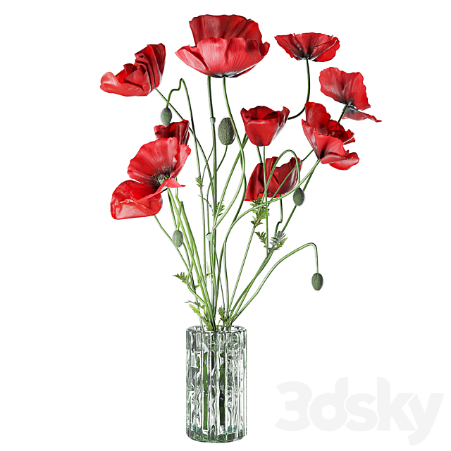 Field Poppies in a Vase 3ds Max - thumbnail 1