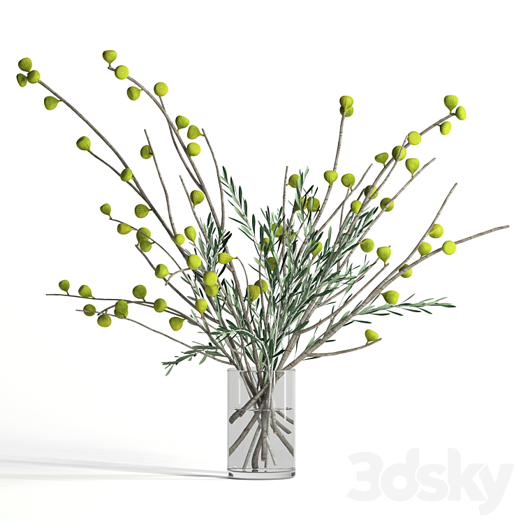 Fig and olive branches 3DS Max Model - thumbnail 1