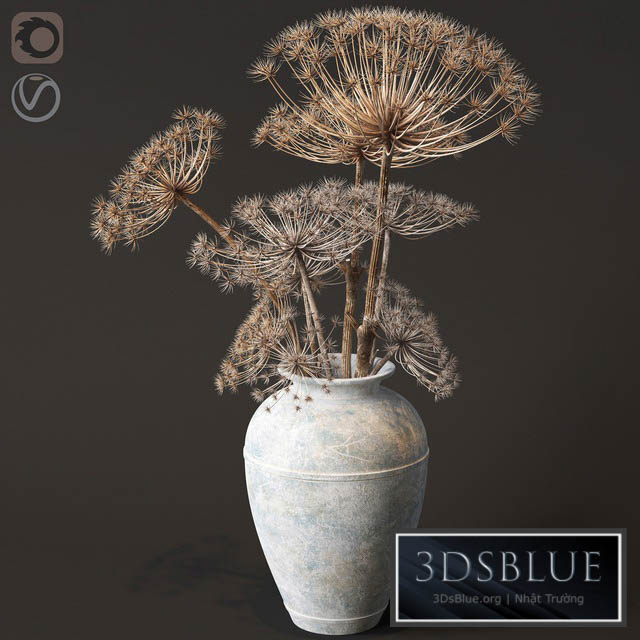 Floor vase with dry hogweed 3DS Max - thumbnail 3