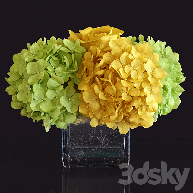 Floral Arrangement: Hydrangea and Rose 3ds Max - thumbnail 1