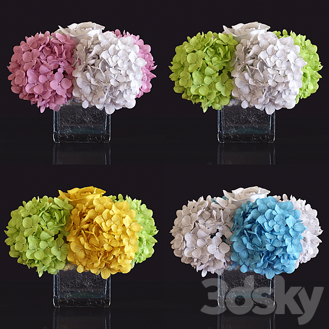 Floral Arrangement: Hydrangea and Rose 3ds Max - thumbnail 2