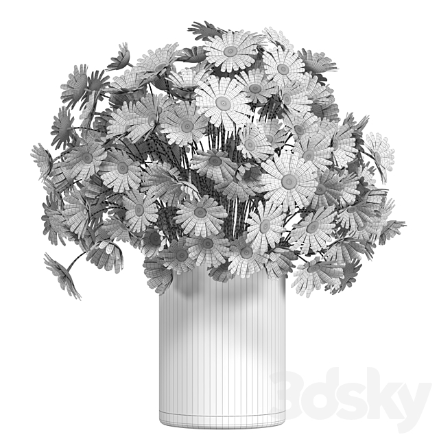 Flower in Glass Vase 05 3DS Max Model - thumbnail 2