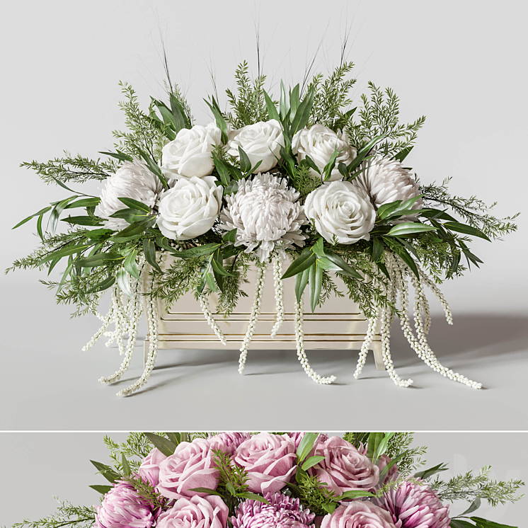 Flower Set 007 Rose and Chrysanthemum. 3DS Max Model - thumbnail 1