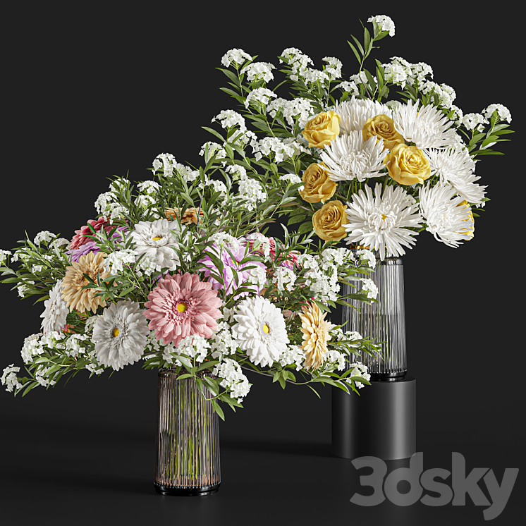 Flower Set 021 Gerbera Chrysanthemum 3DS Max Model - thumbnail 3