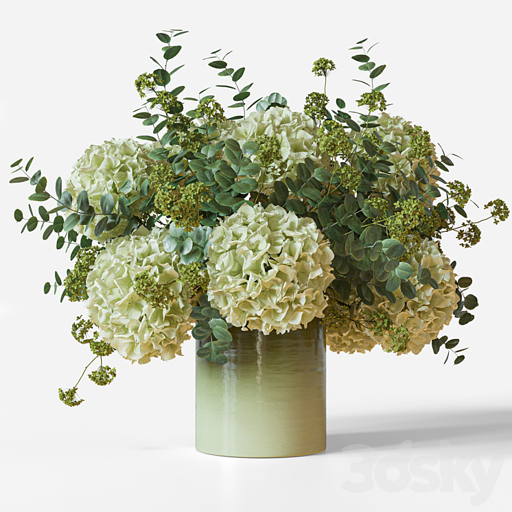 Flower Set 051 Green Hydrangea 3DS Max - thumbnail 1