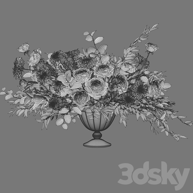 Flower Set 053 White Rose Dahlia Big bouquet 3DS Max Model - thumbnail 7