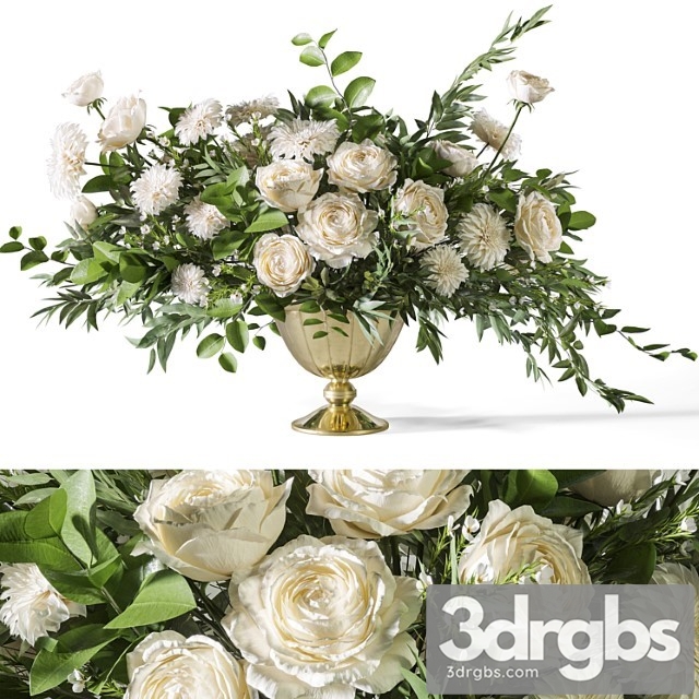 Flower Set 053 White Rose Dahlia Big Bouquet 3dsmax Download - thumbnail 1