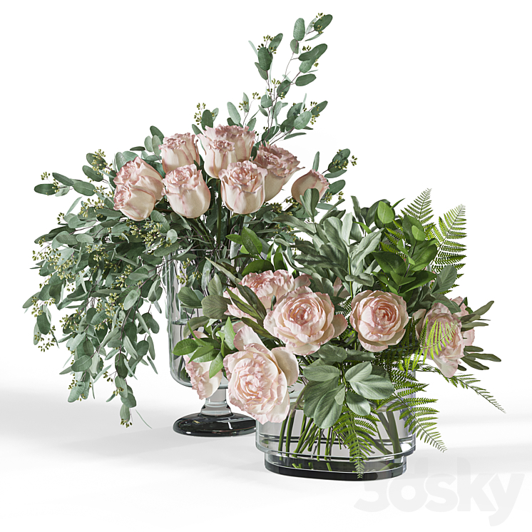 Flower Set 054 Rose seeded eucalyptus 3DS Max Model - thumbnail 1