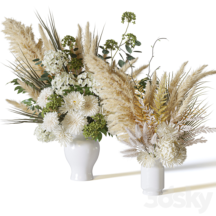 Flower Set 063 pampas chrysanthemum dahlia 3DS Max Model - thumbnail 3