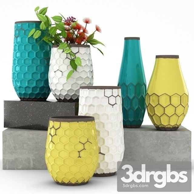 Flower Vase Set 4 3dsmax Download - thumbnail 1