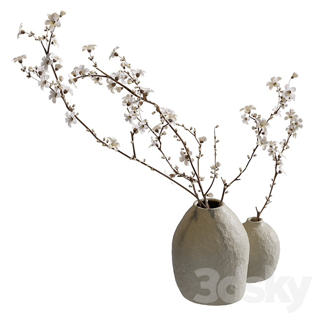 Flowering branches in a vase (2 colors) 3DS Max Model - thumbnail 3