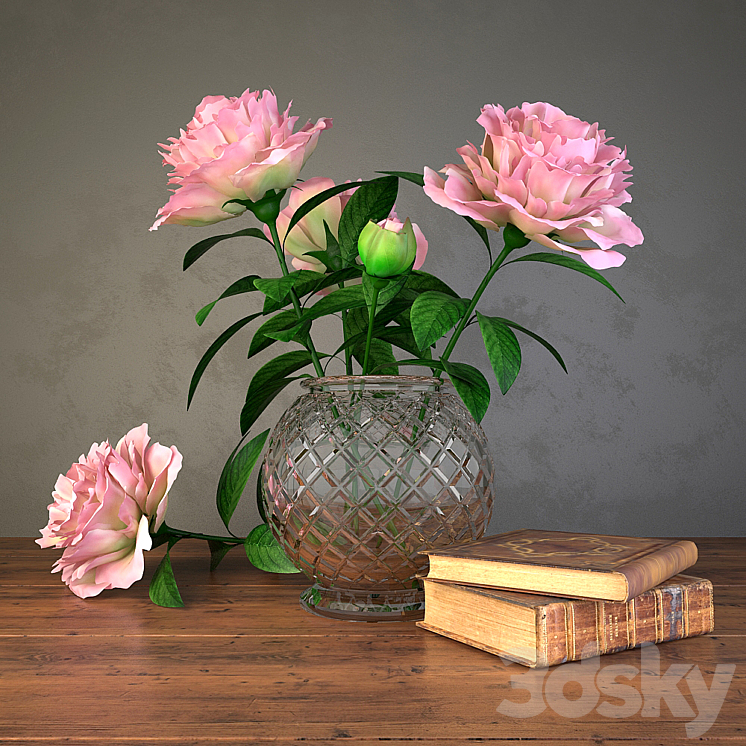 flowers and books 3DS Max - thumbnail 1