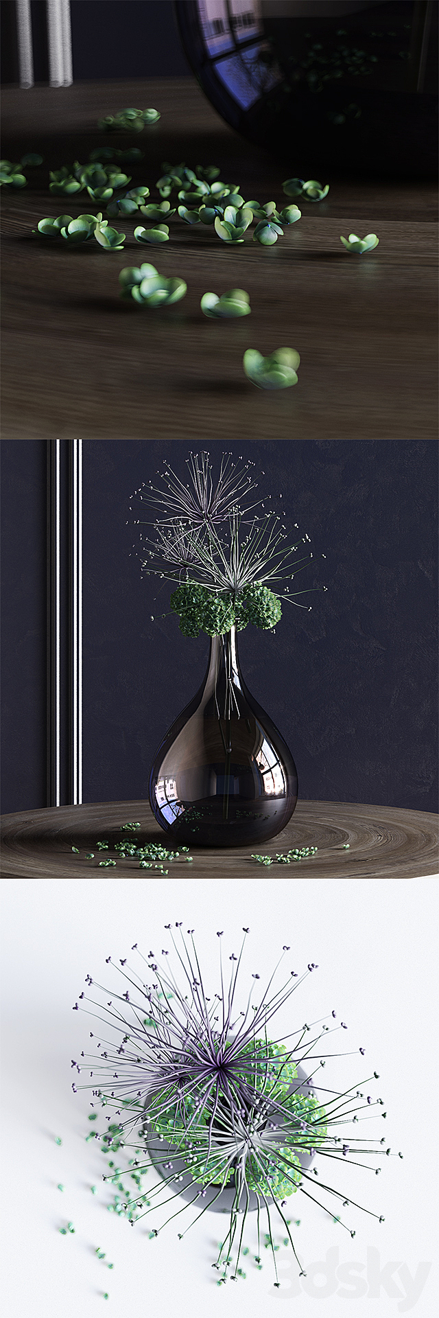 Flowers in a glass vase 3DS Max Model - thumbnail 2