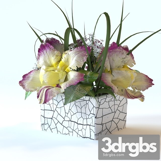 Flowers in a Square Vase 2 3dsmax Download - thumbnail 1