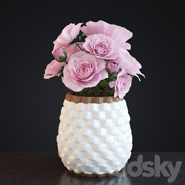 Flowers in Crate and Barrel Rati Vase 3ds Max - thumbnail 1